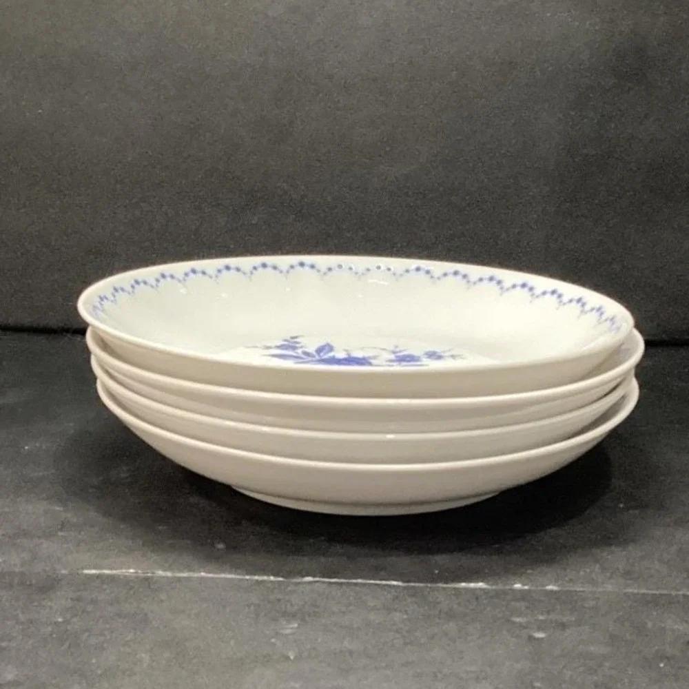 Alboth & Kaiser Bavaria‎ Salad Bowls, Set of 4, Vintage Blue Floral Tableware